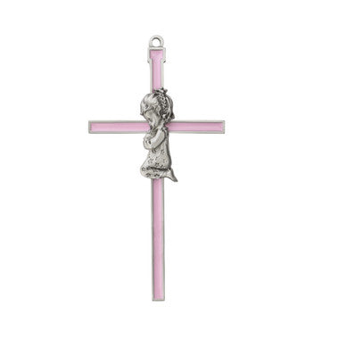6in  Pink Girl Wall Cross Boxed - 73-09