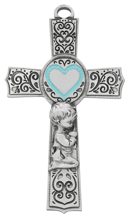 6in. Pewter Baby Boy Cross Boxed - 73-62