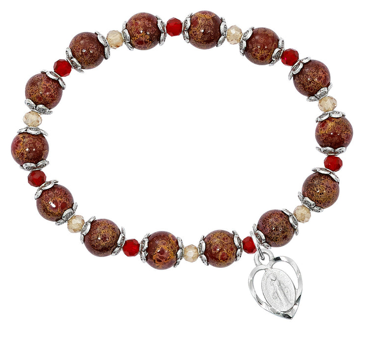 RED MARBLE MIRACULOUS STRETCH BRACELET