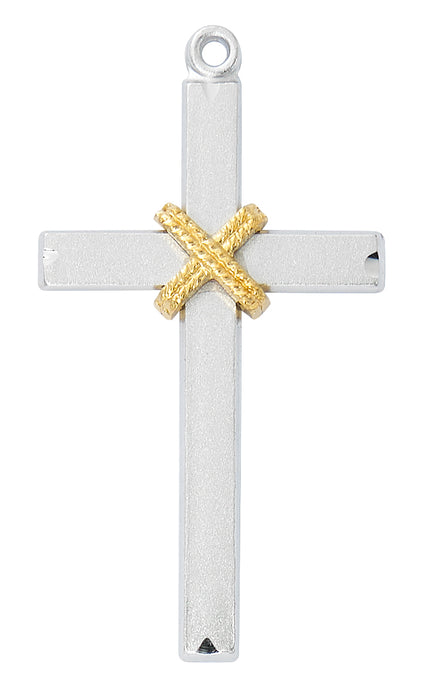 Sterling Silver Cross with Gold rope - L9233