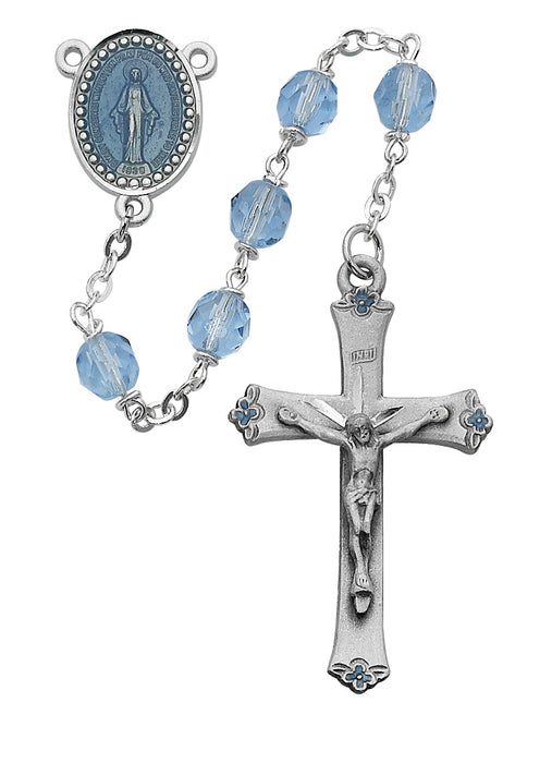 Blue Glass Rosary Boxed - 864DF
