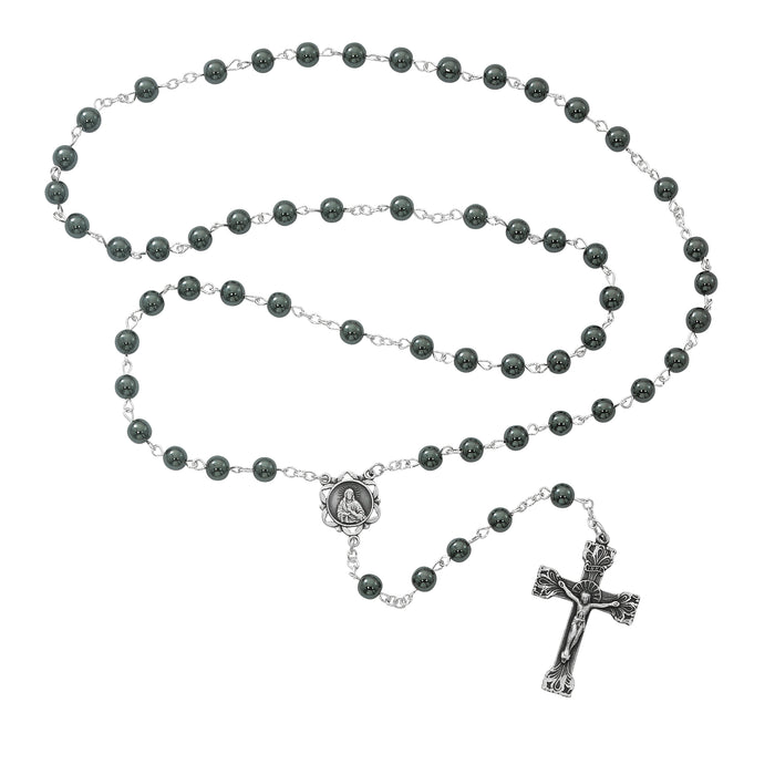 Genuine Hematite Rosary Boxed - 163ASF
