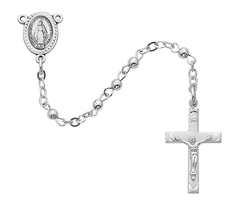 All Sterling Rosary Boxed - 1-3LG