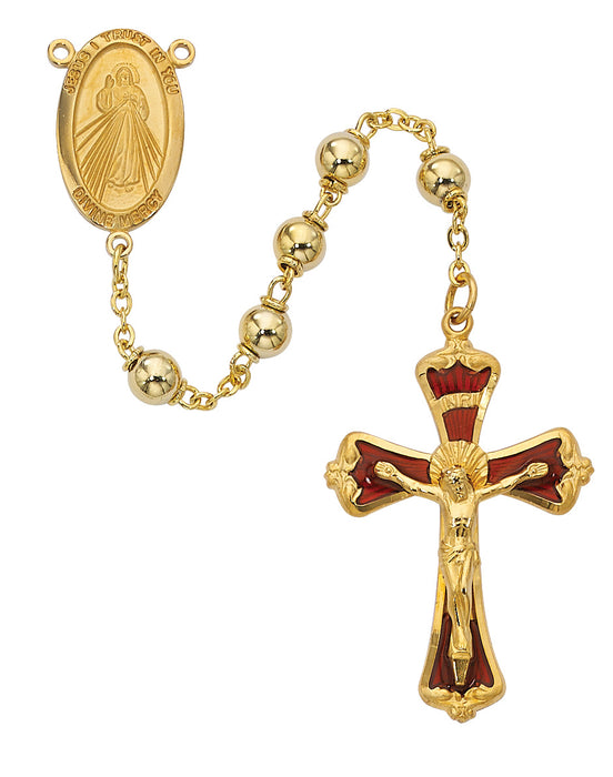 Gold Divine Mercy Rosary Boxed - 583JF