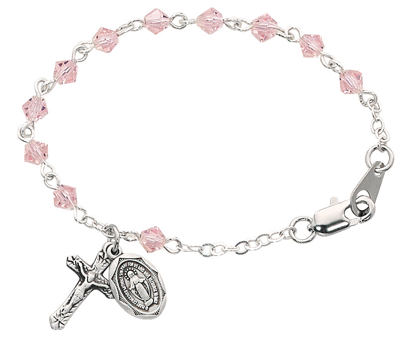 5 1/2in Pink Crystal Baby Bracelet - BR121