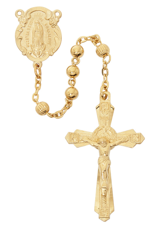 1-5JF GOLD OVER STERLING SILVER GUADALUPE ROSARY DELUXED GIFT BOX - McVan