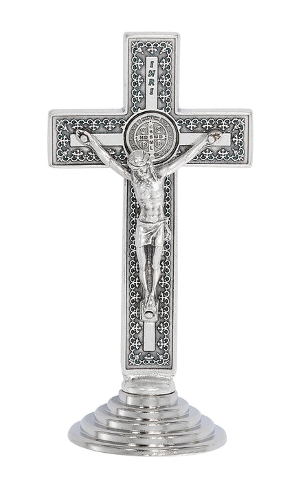 119-23 3.5" SILV OX STAN ST. BENEDICT STANDING CRUCIFIX, BOXED - McVan