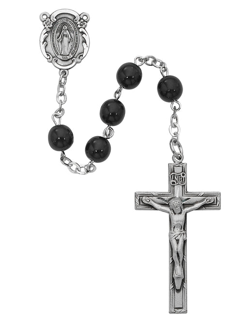 121D-BKF Black Miraculous Rosary Boxed - McVan