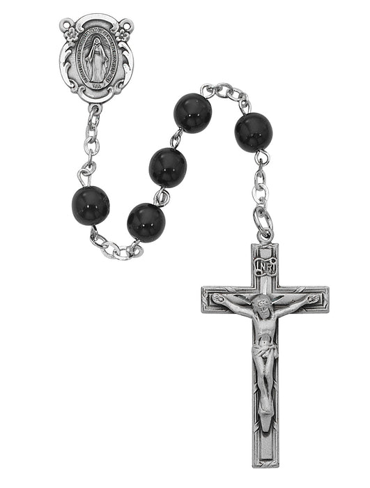 121L-BKF Black Miraculous Rosary Boxed - McVan
