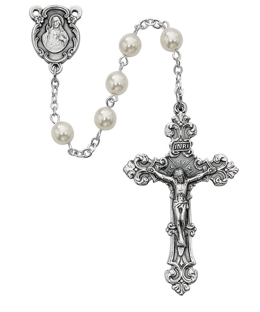 131DF Pearl like Glass Rosary Boxed - McVan