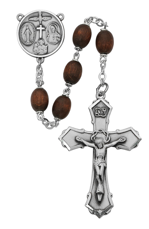 139D-BRF Brown Wood 4-Way Rosary Boxed - McVan