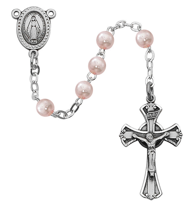 201D-PKG Pink Glass Youth Rosary Boxed - McVan
