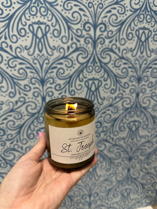 St. Joseph wood wick candle fragrance