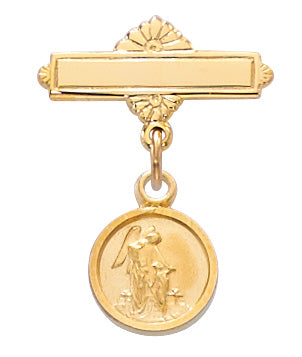 422J Gold Plated Guardian Angel Baby Pin Boxed - McVan