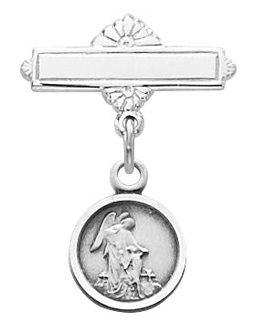 422L Sterling Guardian Angel Baby Pin Boxed - McVan