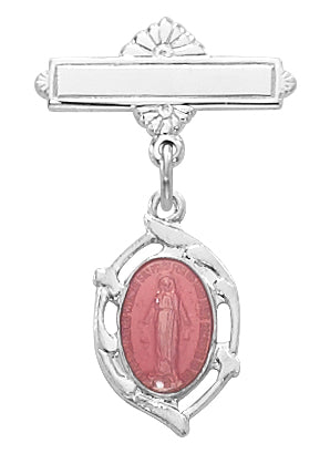 432L Sterling Pink Miraculous Baby Pin Boxed - McVan
