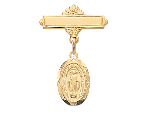 433J Gold on Sterling Miraculous Baby Pin Boxed - McVan