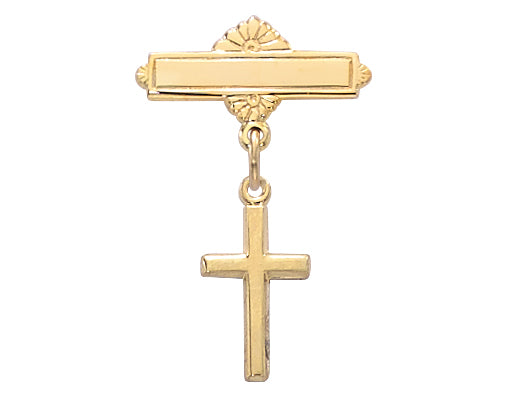 435J Gold on Sterling Cross Baby Pin Boxed - McVan