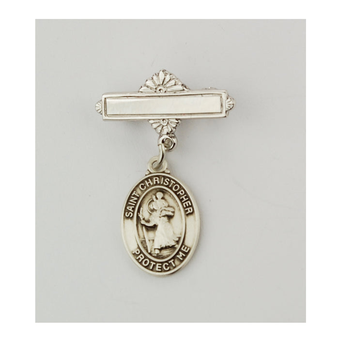 437L Sterling St Christopher Baby Pin Boxed - McVan