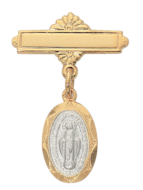 442J Two-tone Sterling Miraculous Baby Pin Boxed - McVan