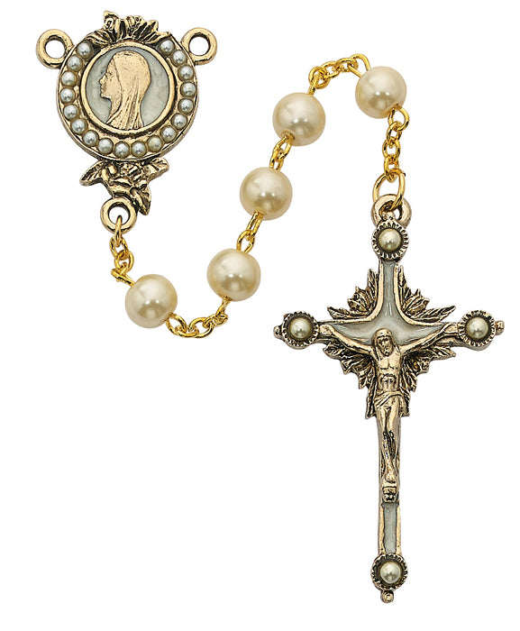 454HF Imitation Pearls of Mary Rosary Boxed - McVan