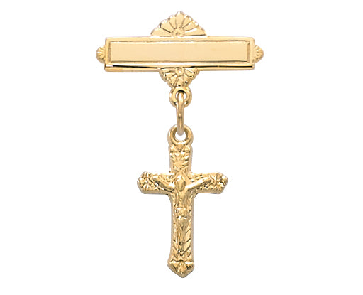 466J Gold on Sterling Crucifix Baby Pin Boxed - McVan
