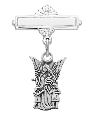 467L Sterling Guardian Angel Baby Pin Boxed - McVan