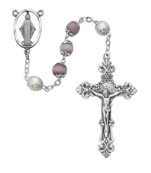 564SF Violet Cat's Eye Rosary Boxed - McVan