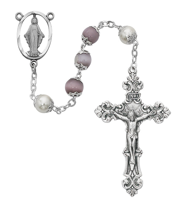 564SF Violet Cat's Eye Rosary Boxed - McVan