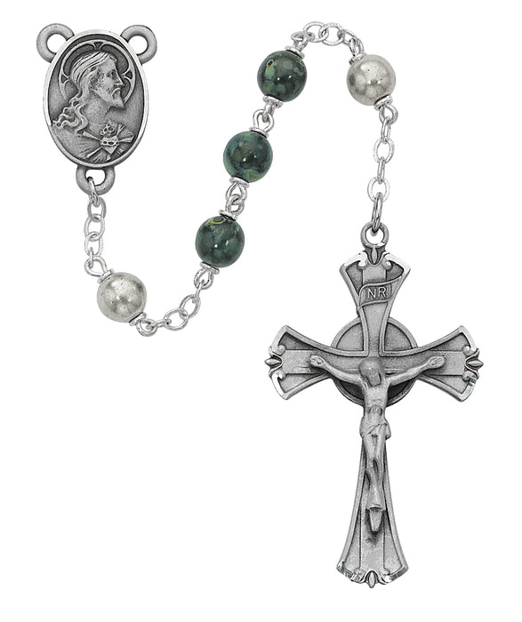 587DF Green and Black Rosary Boxed - McVan