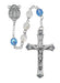 589D-BLF Blue and Aurora Glass Rosary Boxed - McVan