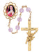 591PF Rose Crystal St Therese Rosary Boxed - McVan