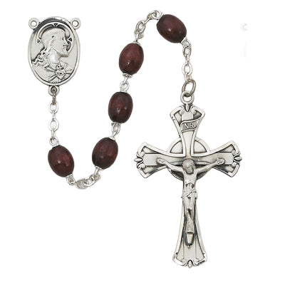 600LF Brown Wood Rosary Boxed - McVan