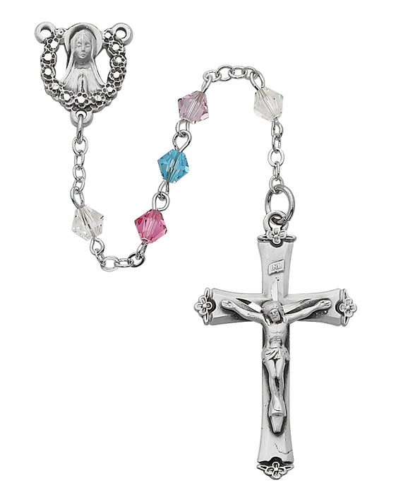 602LF Multi Swarovski Bead Rosary Boxed - McVan