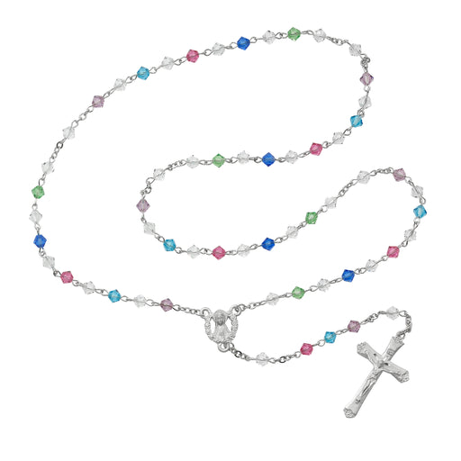 602SF Multi Swarovski Bead Rosary Boxed - McVan