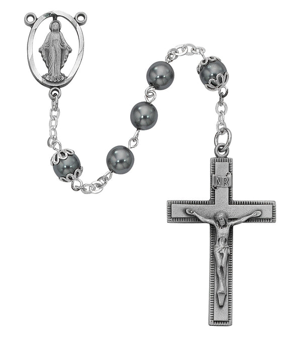 603DF Imitation Hematite Rosary Boxed - McVan