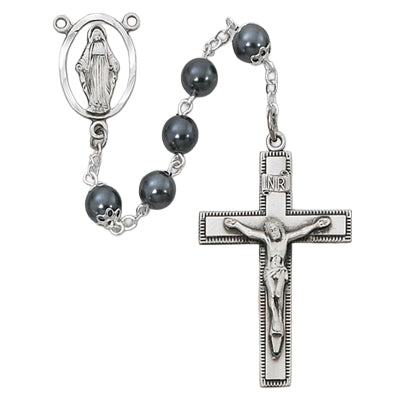 603LF Imitation Hematite Rosary Boxed - McVan