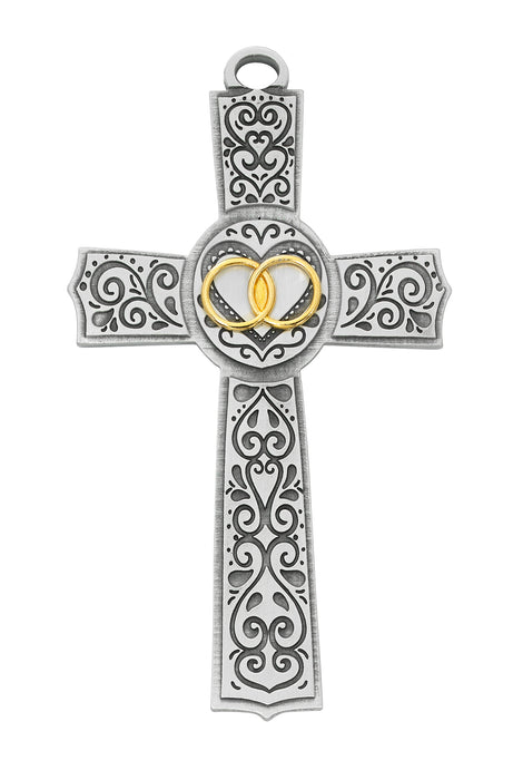 71-21 6in Pewter Filigree Wedding Cross Boxed - McVan