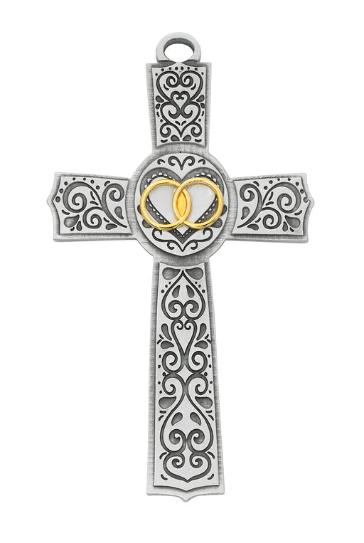 71-21 6in Pewter Filigree Wedding Cross Boxed - McVan