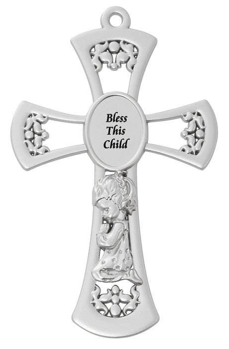 73-13 6in Pewter Baby Girl's Cross - McVan