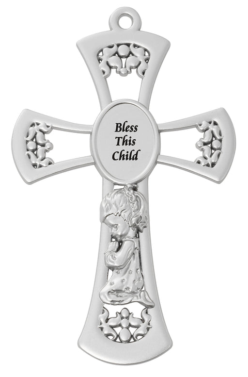 73-13 6in Pewter Baby Girl's Cross - McVan