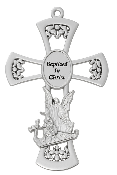 73-14 6in Pewter Guardian Angel Cross - McVan