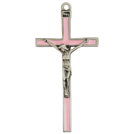 73-35 5" Pink enamel crucifix boxed - McVan