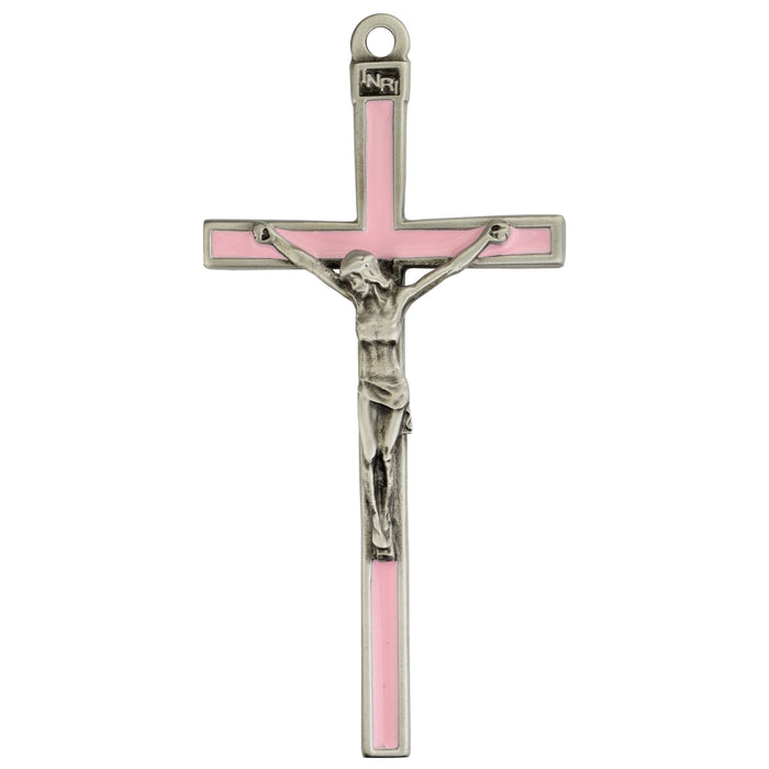 73-35 5" Pink enamel crucifix boxed - McVan