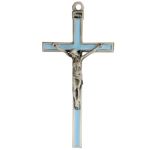 73-36 5" Blue enamel crucifix boxed - McVan