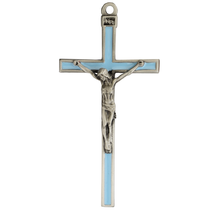 73-36 5" Blue enamel crucifix boxed - McVan