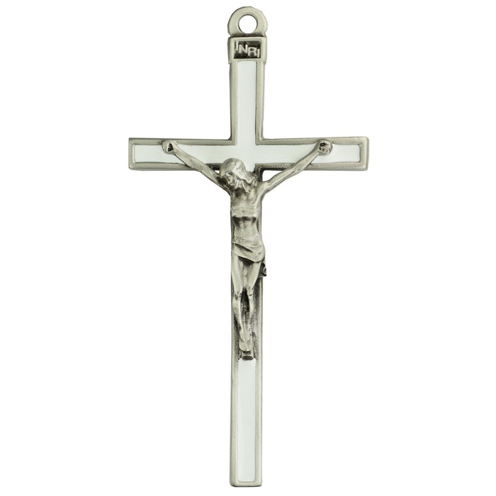 73-37 5" white enamel crucifix boxed - McVan