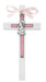 73-83 6" BLUE BABY GIRL ON WHITE WOOD CROSS BOXED - McVan