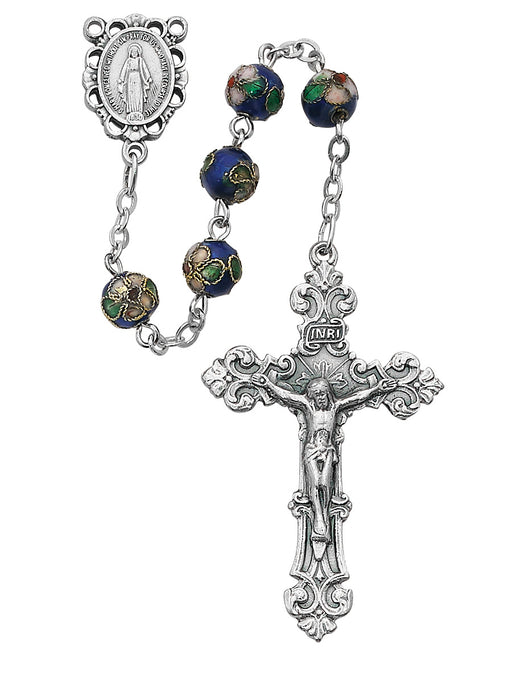 766SF Blue Cloisonné Rosary Boxed - McVan