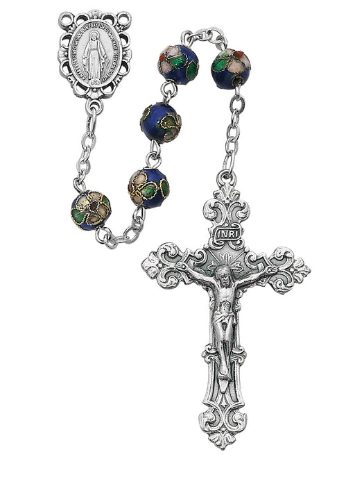 766SF Blue Cloisonné Rosary Boxed - McVan